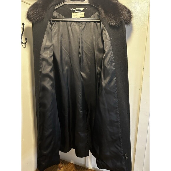 ALBERT NIPON Wool Long Overcoat With Collar Of Dyed Fox Fur From Finland Sz 12 - Picture 3 of 8